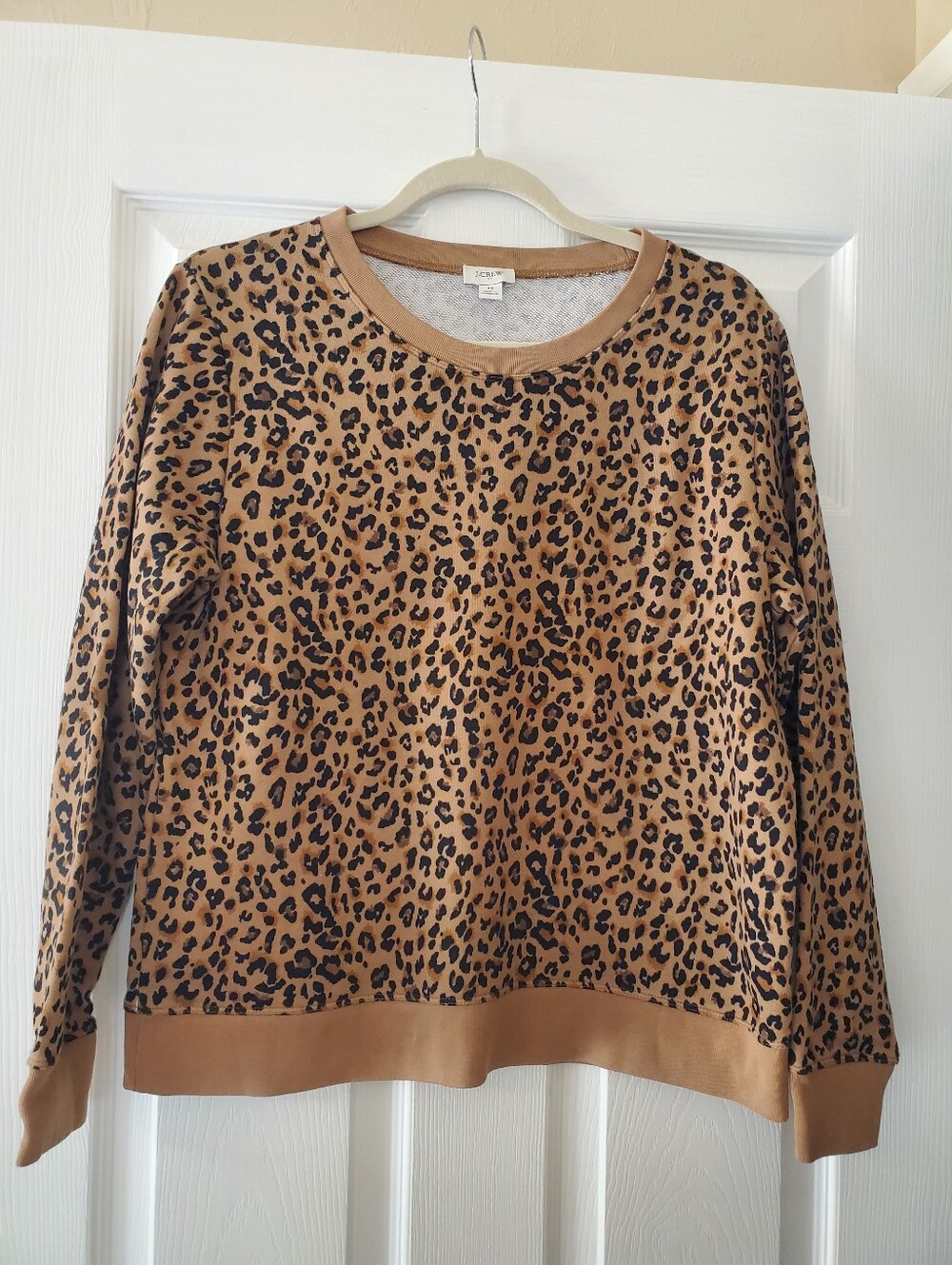 J Crew Leopard Print Crewneck Sweatshirt - Camel/Black- Size Medium